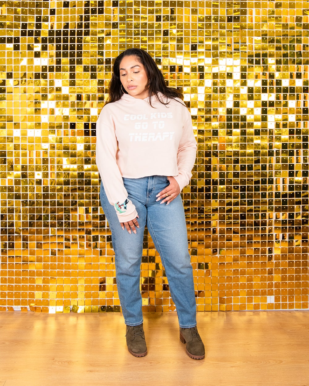 Pink Blush Crop Hoodie